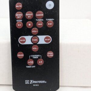 Emerson Replacement Audio System Remote Control Model RC1612 Black